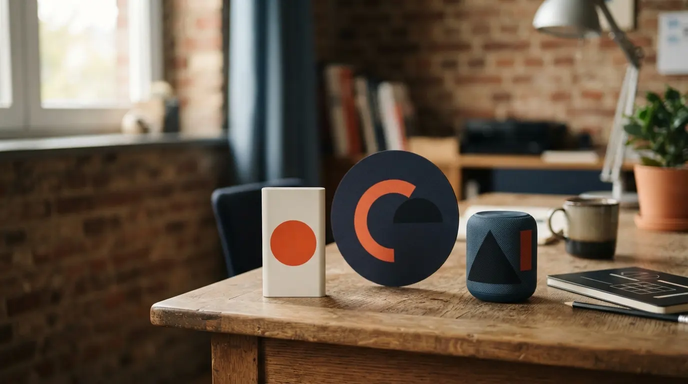 Een powerbank, een muismat en een bureau-gadget