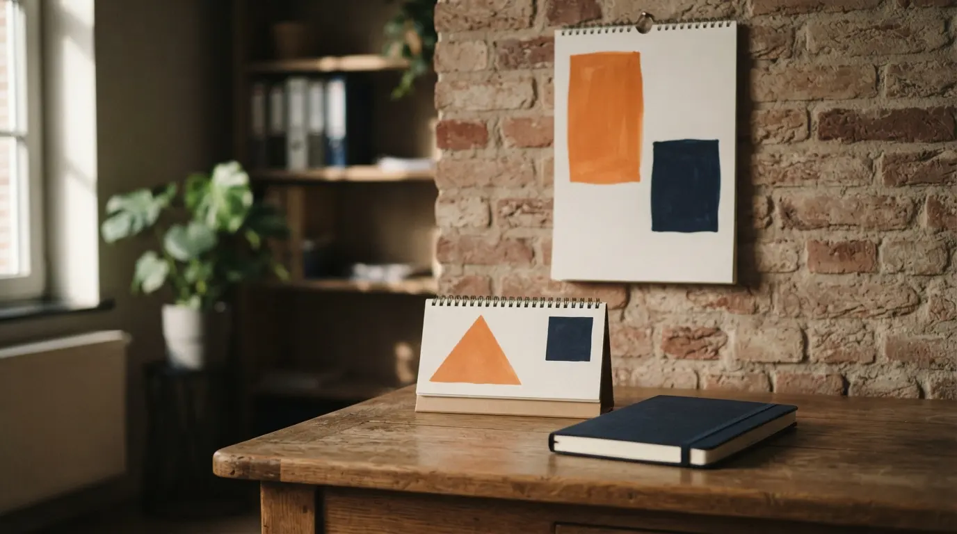 Een wandkalender, een bureaukalender en een agenda op een bureau