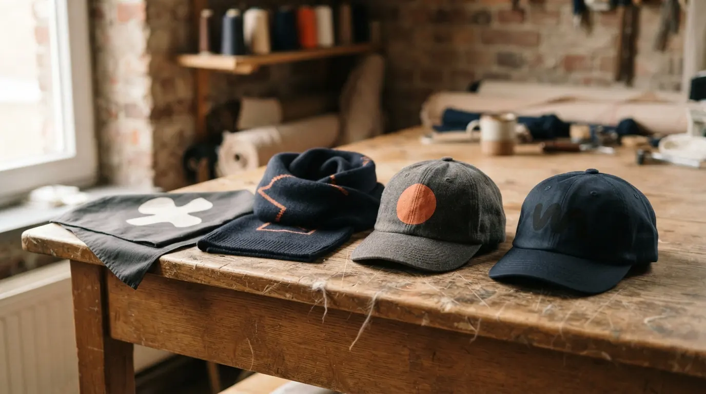 Des casquettes, une écharpe et un masque buccal