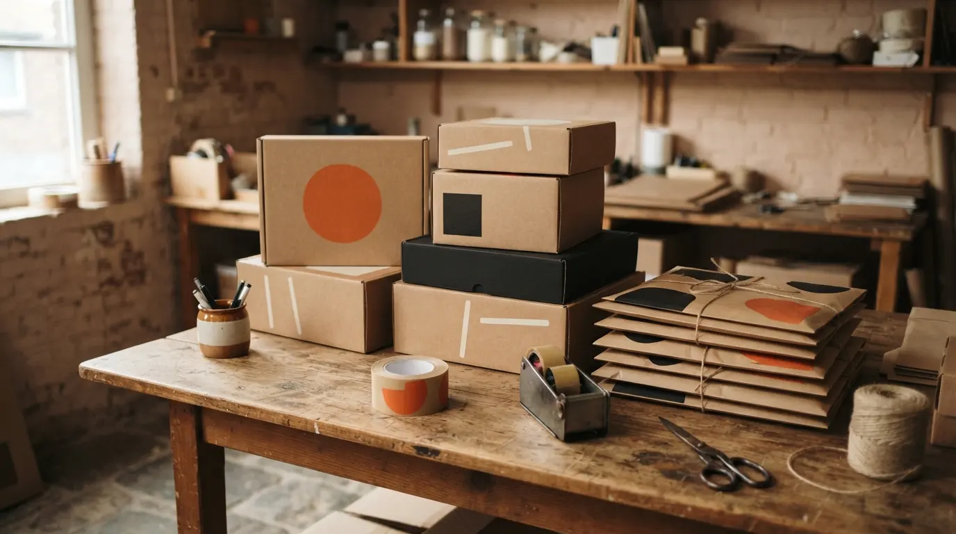Verzenddozen en enveloppen klaar voor verzending