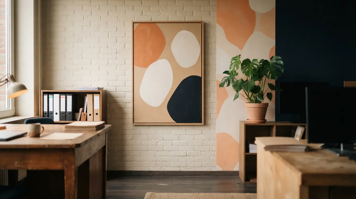 Wanddecoratie in een kantoor: canvas en behang