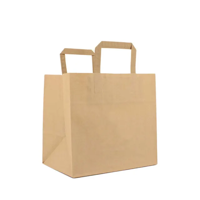 Papieren tassen met platte lus, Materiaal: 70 g/m² recycled kraft papier