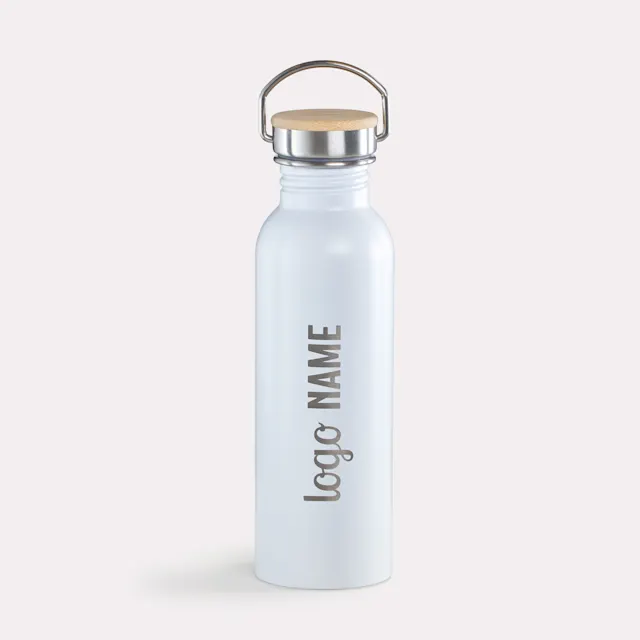 Bouteilles en inox avec couvercle en bambou