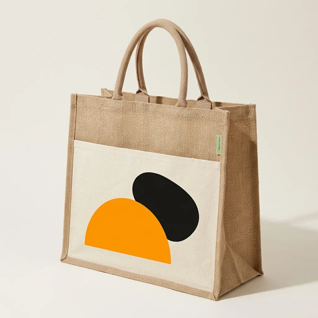 Jute tassen met canvas voorvak