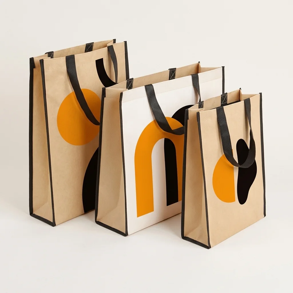 Non-woven shoppers met bruin kraft