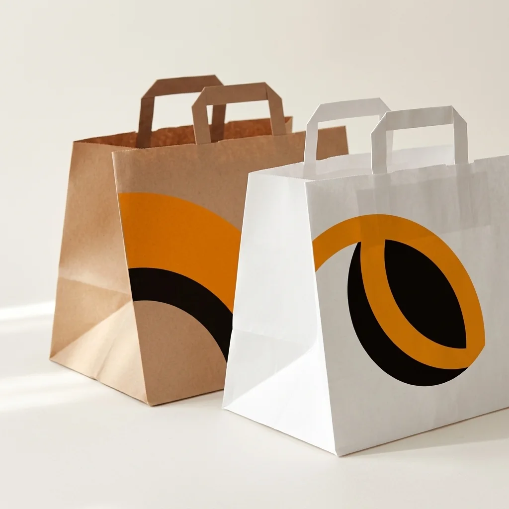 Papieren take-away tassen met platte lus
